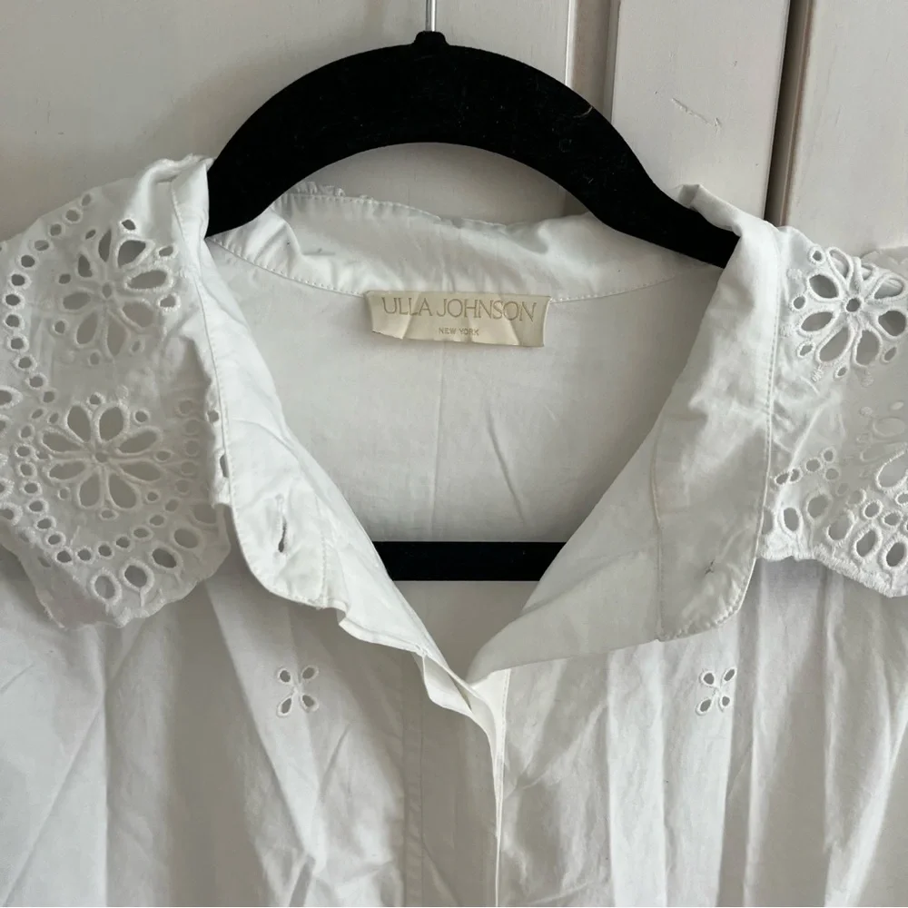 ULLA JOHNSON Adette tie-detailed broderie anglaise eyelet cotton midi dress - Picture 7 of 13